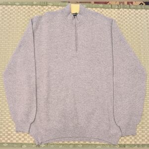 Hawick 1/4 Zip 100% Cashmere Sweater Gray Men's Size XL Made in Scotland